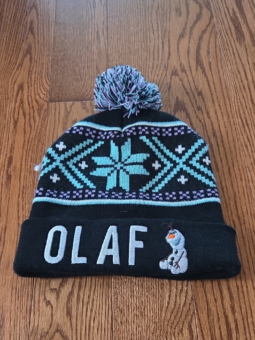 Disney Kids Olaf Knit Pom Beanie - Black, Aqua, Purple